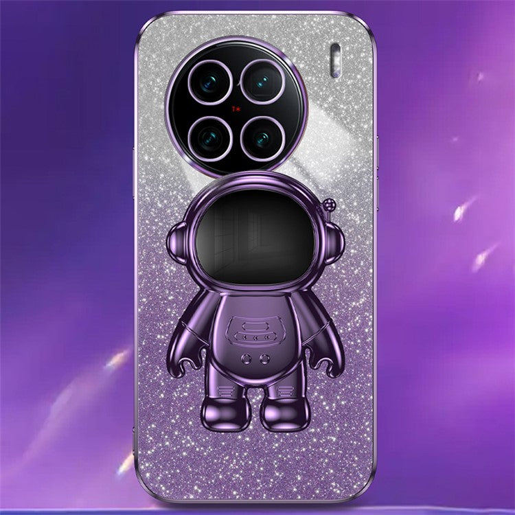 For vivo X90 Pro+ 5G Electroplating PC+TPU Cell Phone Case Dustproof Kickstand Cover - Purple