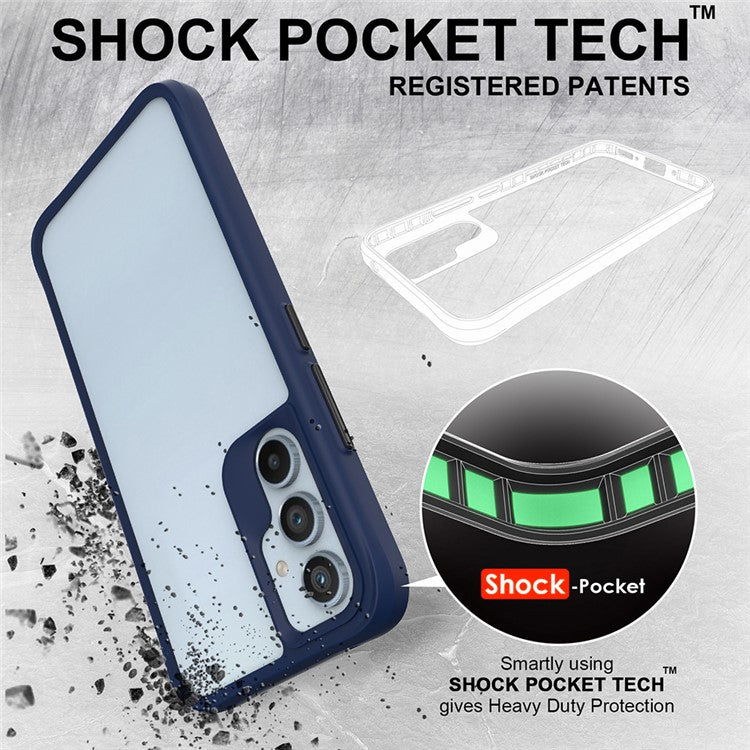 Combat X Mode Series for Samsung Galaxy A15 4G / A15 5G Cell Phone Cases Four Corner Drop-resistant Back Shell - Blue