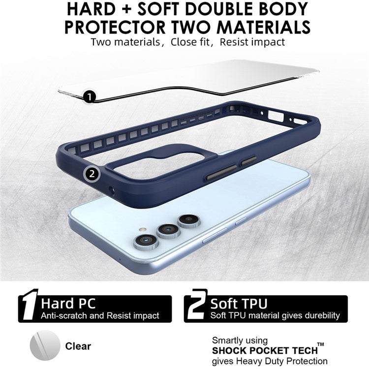 Combat X Mode Series for Samsung Galaxy A15 4G / A15 5G Cell Phone Cases Four Corner Drop-resistant Back Shell - Blue