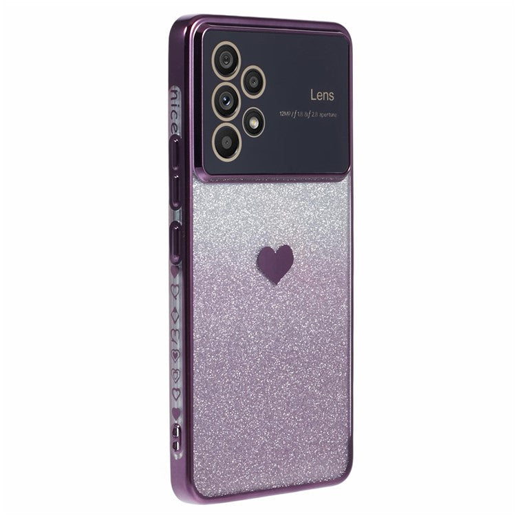 For Samsung Galaxy A53 5G Soft TPU Cover Sparkly Glitter Protective Phone Case - Dark Purple