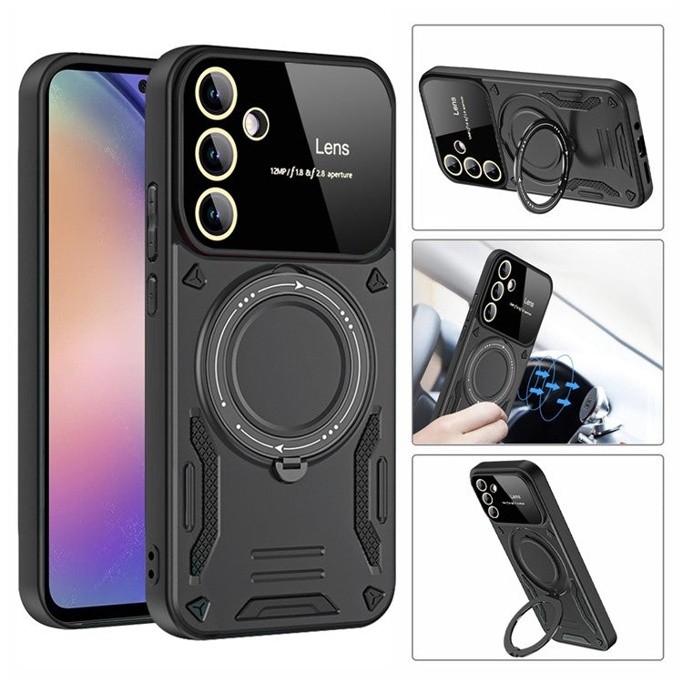 For Samsung Galaxy A55 5G Case Compatible with MagSafe PC+TPU Kickstand Phone Cover - Purple