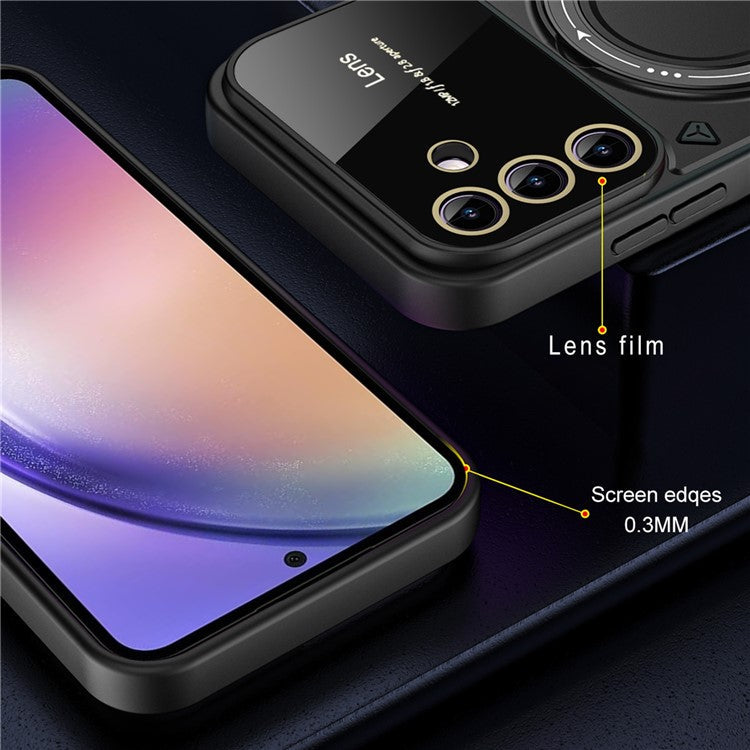 For Samsung Galaxy A55 5G Case Compatible with MagSafe PC+TPU Kickstand Phone Cover - Purple