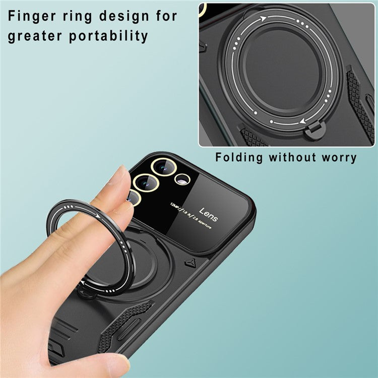 For Samsung Galaxy S22+ 5G Magnetic Case PC+TPU Phone Cover with Metal Kickstand - Black