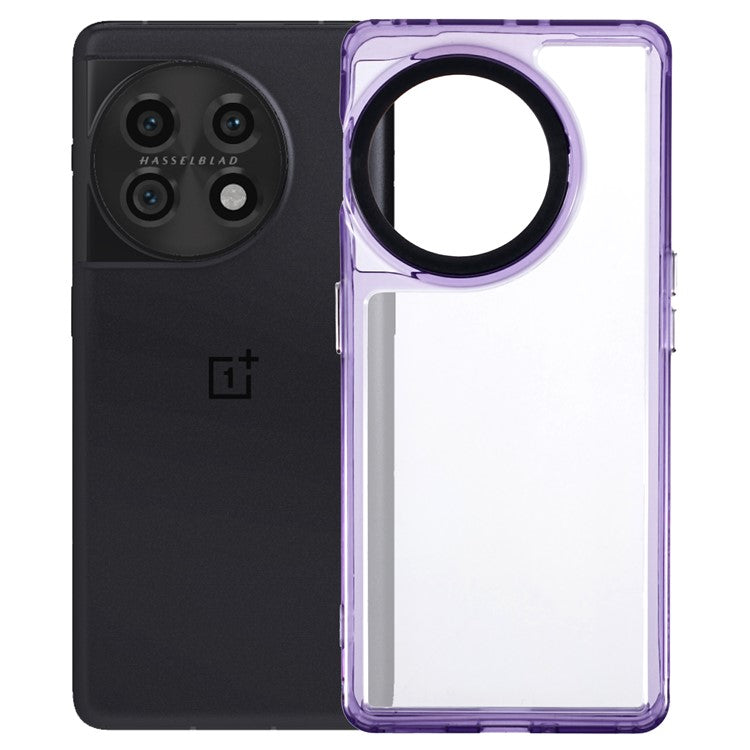 For OnePlus 11 5G / 11R 5G / Ace 2 5G Clear Case PC+TPU 2-in-1 Shockproof Protective Phone Cover - Transparent Purple
