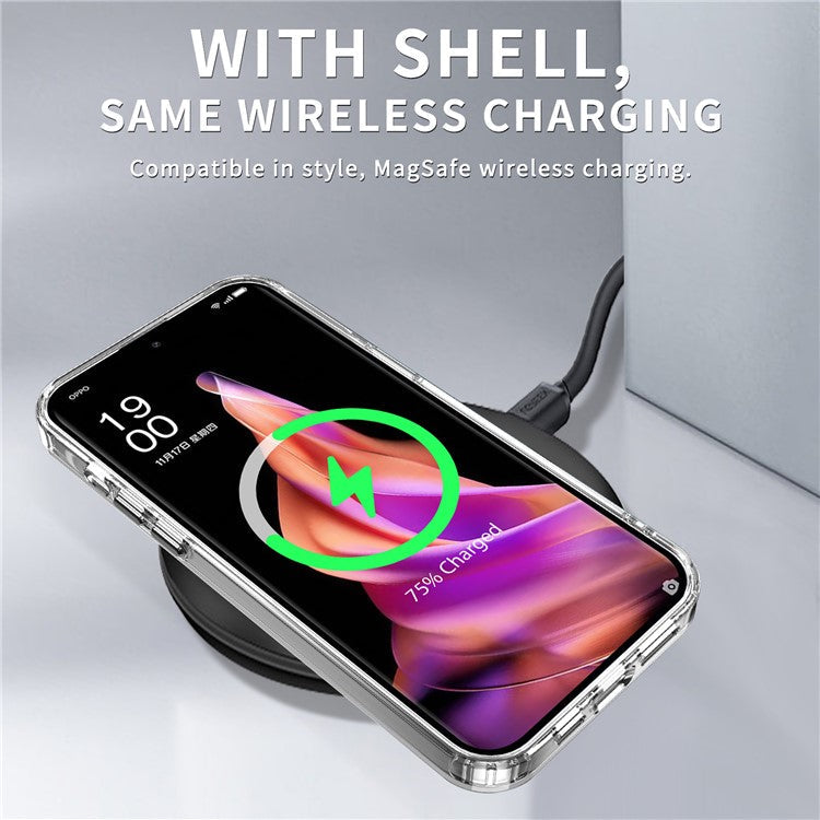 PC+TPU Case for Oppo Reno9 5G / Reno9 Pro 5G Cover Shockproof Phone Shell - Transparent Black