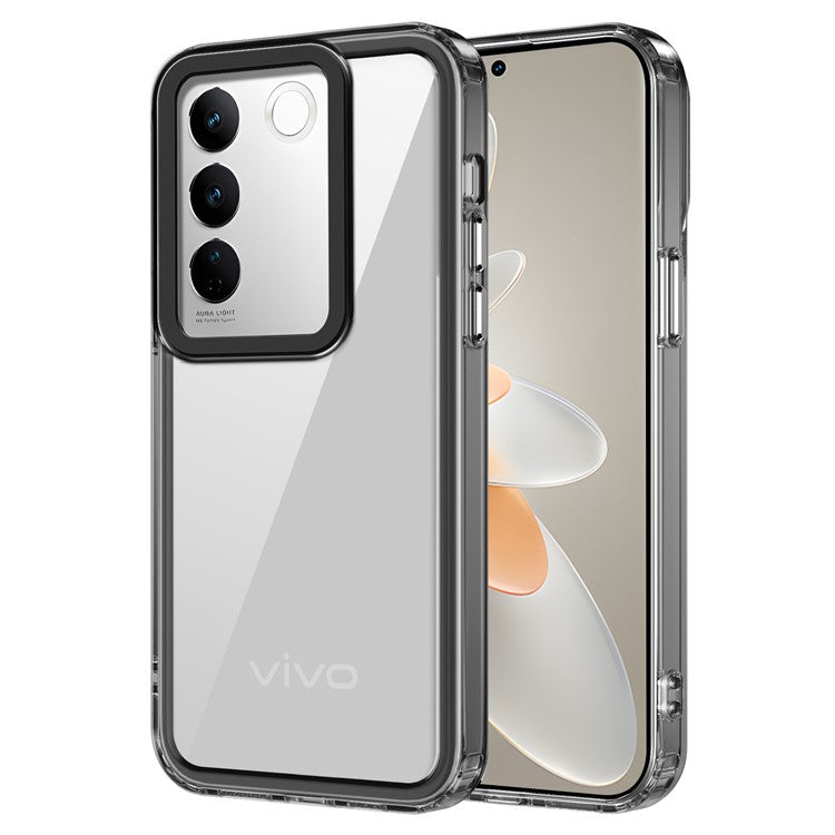 For vivo V27 Pro 5G / vivo V27 5G Phone Cover PC+TPU Scratch-proof Back Case - Transparent Black