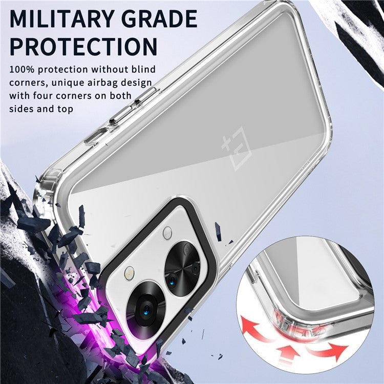 For OnePlus Nord 2T 5G Clear Case PC+TPU Phone Protective Shell Support Wireless Charging - Transparent