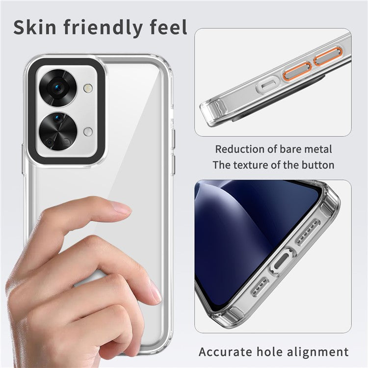 For OnePlus Nord 2T 5G Clear Case PC+TPU Phone Protective Shell Support Wireless Charging - Transparent Black