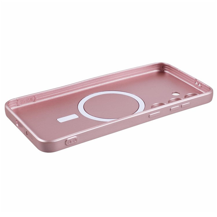 For Samsung Galaxy S24+ Case with Lens Film Compatible with MagSafe Rubberized TPU Phone Cover - Pink