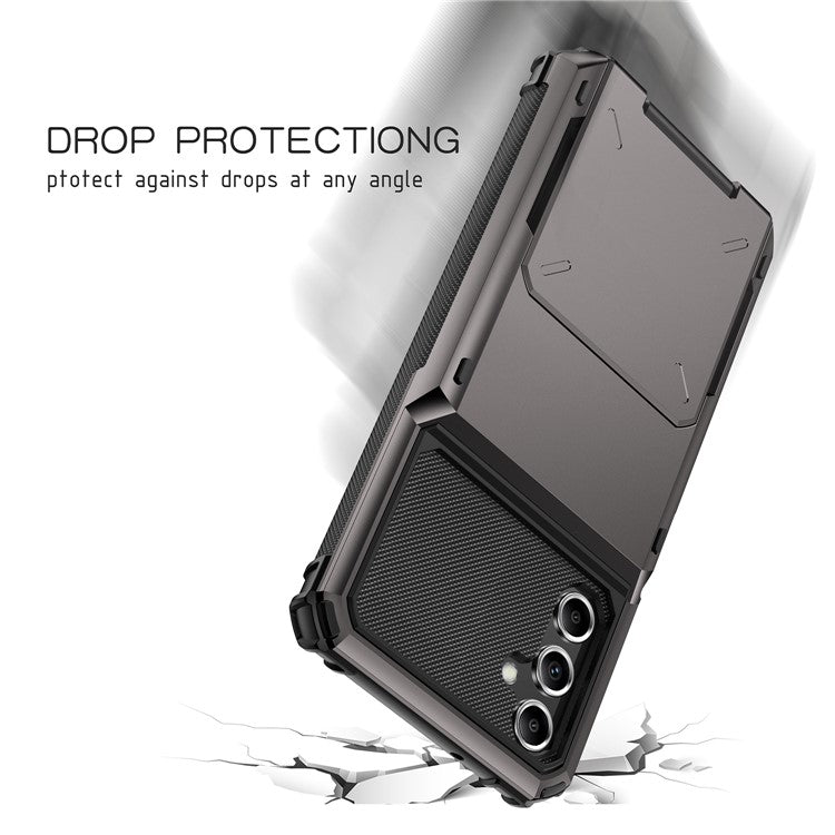 For Samsung Galaxy A25 5G (Global) (161.0 x 76.5 x 8.3mm) Case Card Holder Protective Phone Cover - Yellow