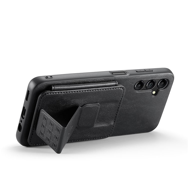 For Samsung Galaxy A35 5G RFID Blocking Case Cowhide Texture Leather+TPU Phone Cover - Black