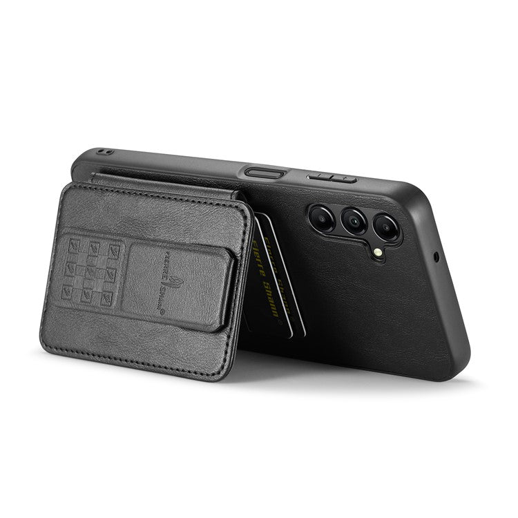For Samsung Galaxy A35 5G RFID Blocking Case Cowhide Texture Leather+TPU Phone Cover - Black