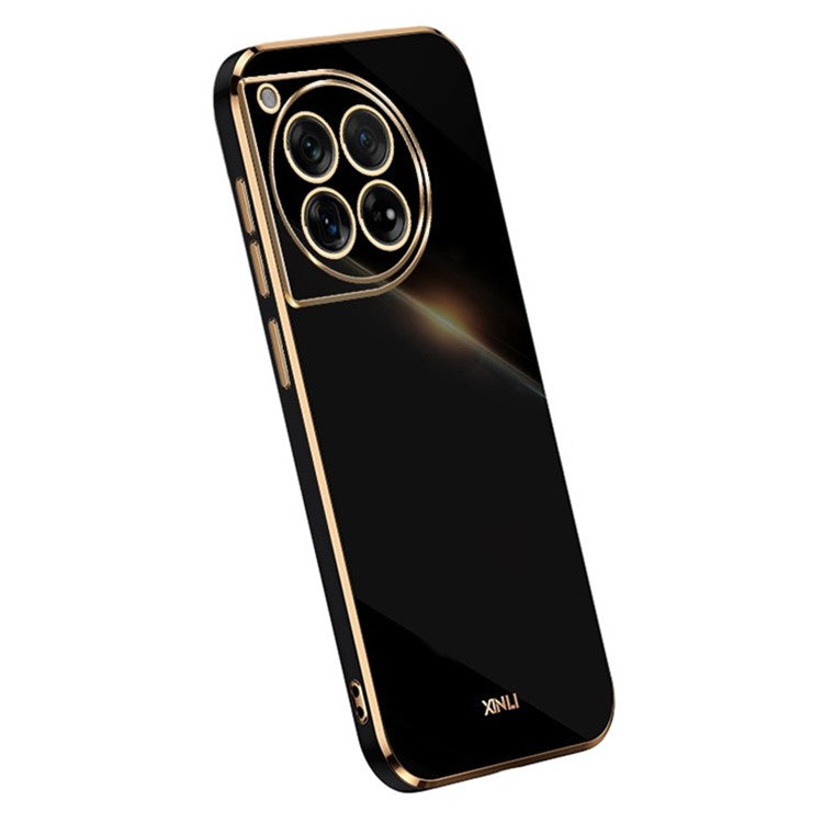 XINLI For OnePlus 12 5G Case Electroplating TPU Phone Cover Precise Lens Protection - Black