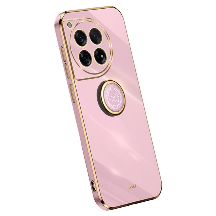 XINLI For OnePlus 12 5G Case Electroplaing TPU Cover with Ring Kickstand - Purple