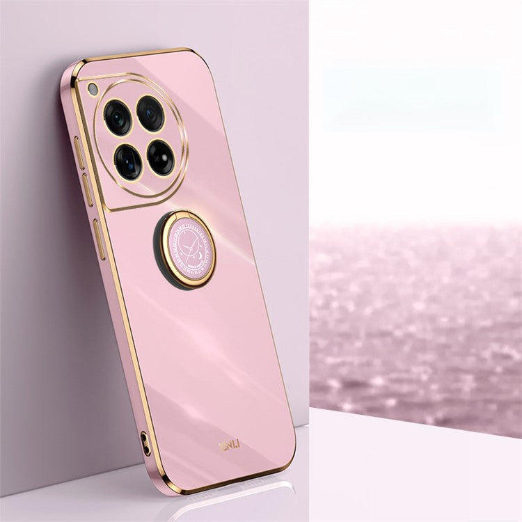 XINLI For OnePlus 12 5G Case Electroplaing TPU Cover with Ring Kickstand - Purple