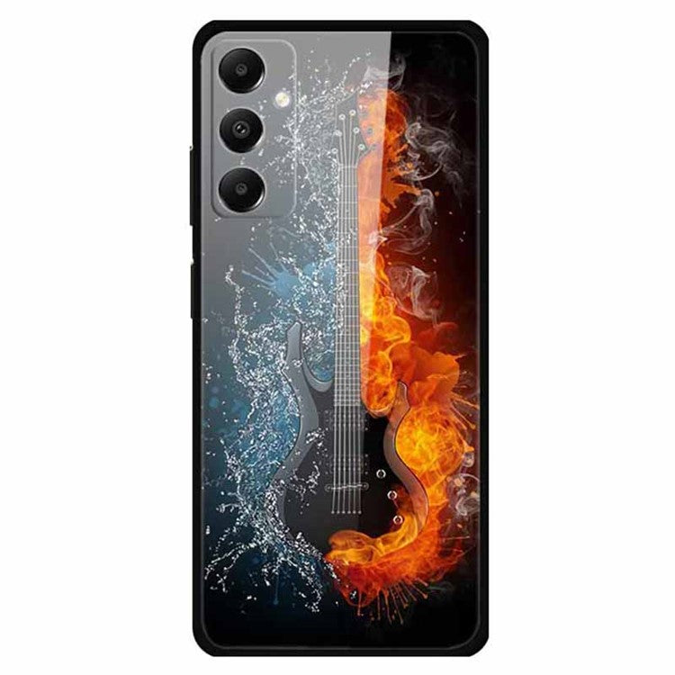 For Samsung Galaxy A05s 4G Case PC+Tempered Glass+TPU Pattern Printing Phone Cover - Ice and Fire Guitar