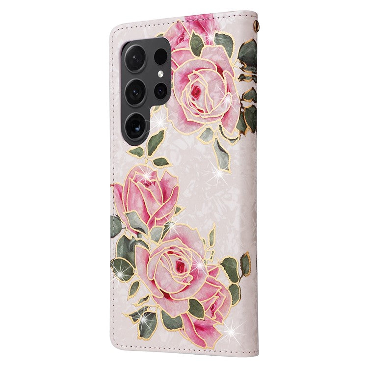 For Samsung Galaxy S24 Ultra Lacquered Flower Leather Phone Wallet Cover - Flower