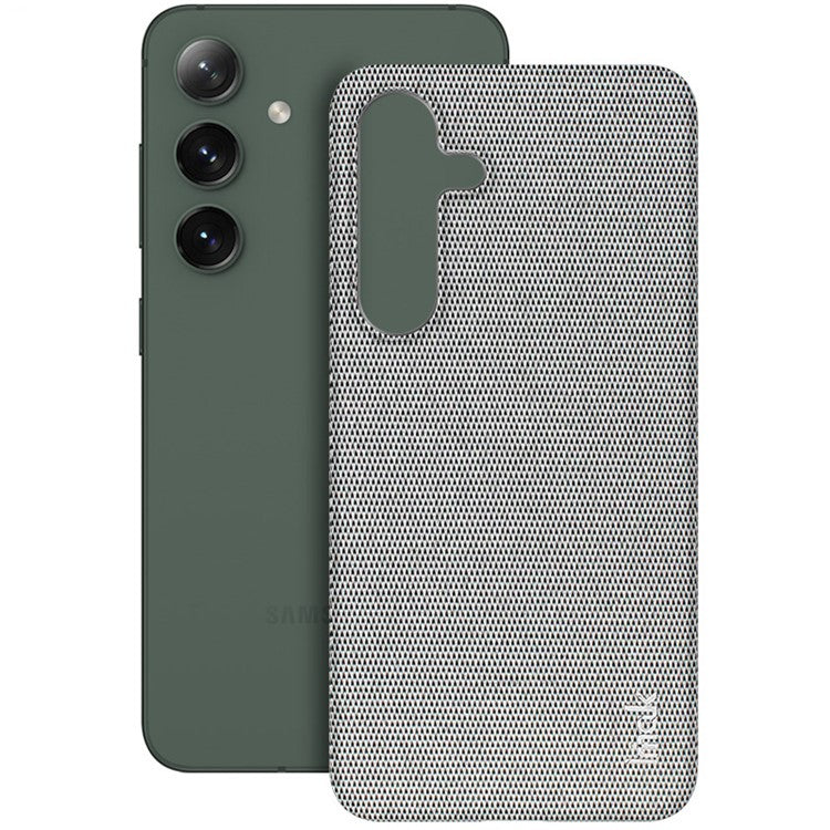 IMAK Ruiyi Series for Samsung Galaxy S24 Case Leather+PC Cloth Texture Shockproof Phone Cover - Light Grey