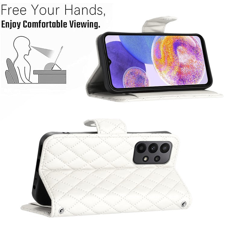 YB Imprinting Series-8 for Samsung Galaxy A53 5G Anti-Drop Phone Case 7 Card Slots Leather Flip Cover - White