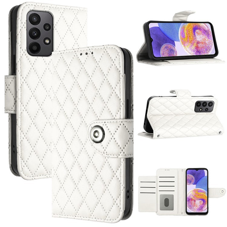 YB Imprinting Series-8 for Samsung Galaxy A53 5G Anti-Drop Phone Case 7 Card Slots Leather Flip Cover - White