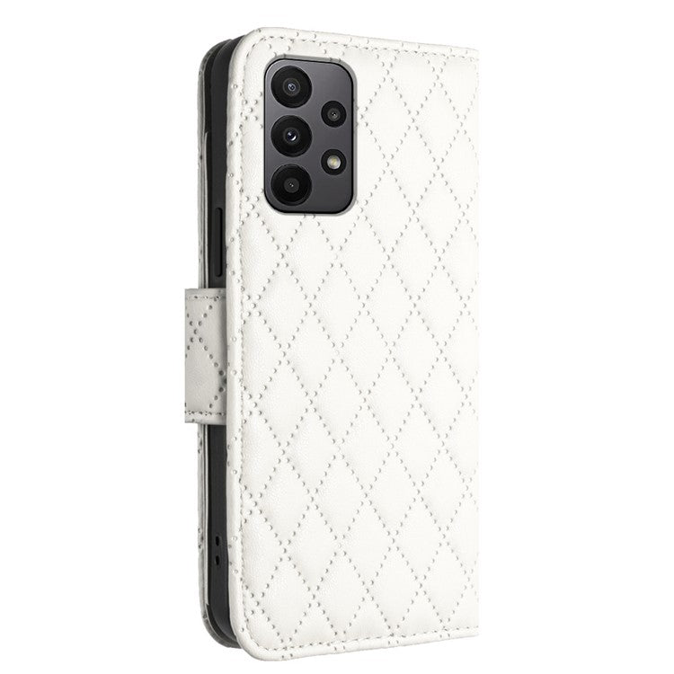 YB Imprinting Series-8 for Samsung Galaxy A53 5G Anti-Drop Phone Case 7 Card Slots Leather Flip Cover - White