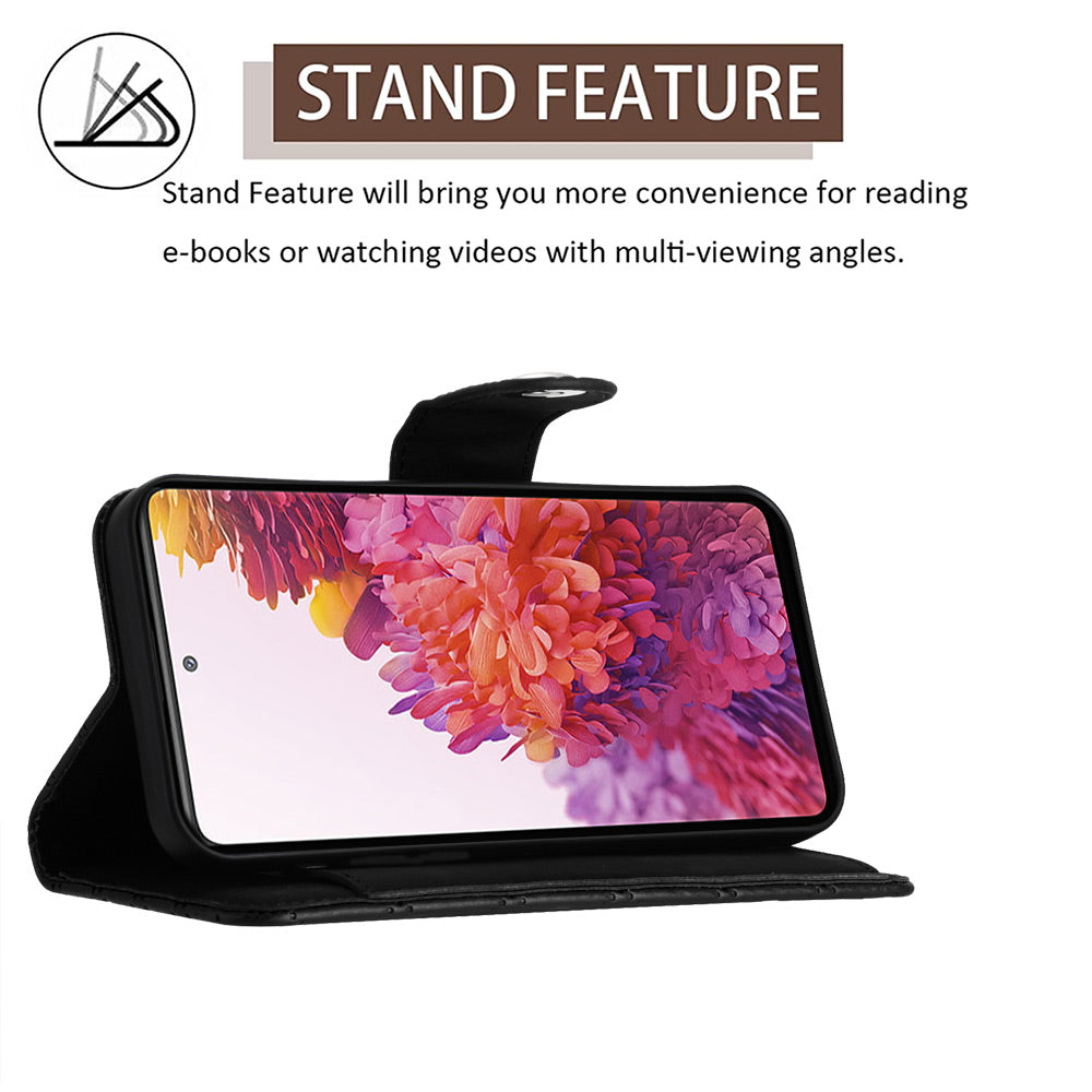 YB Imprinting Series-8 for Samsung Galaxy S20 FE 4G / FE 5G / S20 Lite / S20 FE 2022 Leather Case with Hand Strap - Black