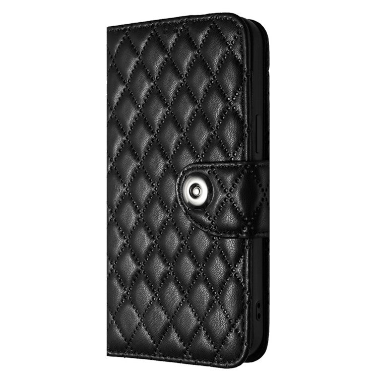 YB Imprinting Series-8 for Oppo A78 5G / A58 5G Magnetic Case Rhombus Leather Phone Stand Cover - Black