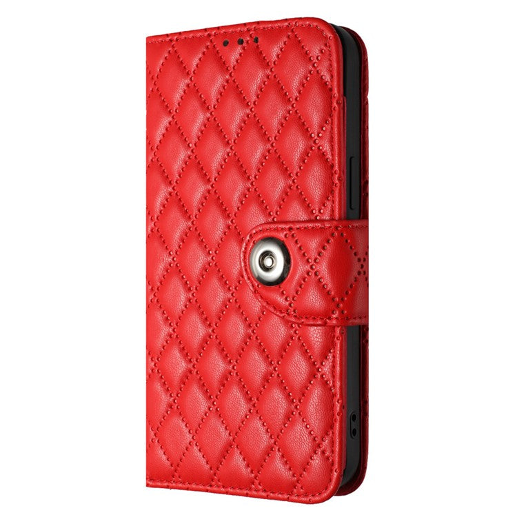 YB Imprinting Series-8 for Oppo A78 5G / A58 5G Magnetic Case Rhombus Leather Phone Stand Cover - Red