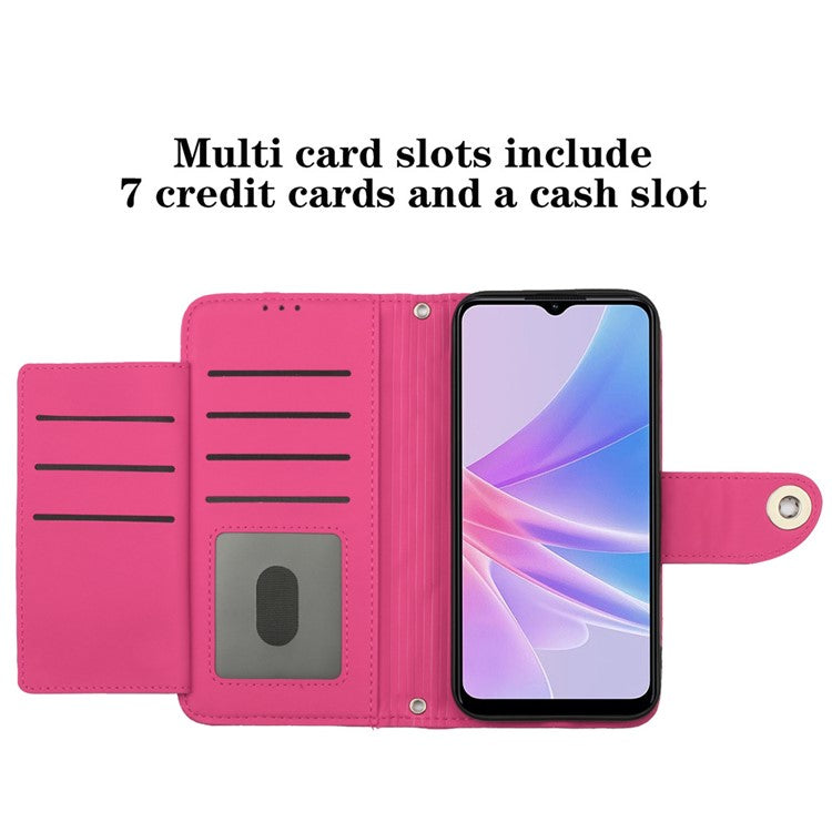 YB Imprinting Series-8 for Oppo A78 5G / A58 5G Magnetic Case Rhombus Leather Phone Stand Cover - Rose