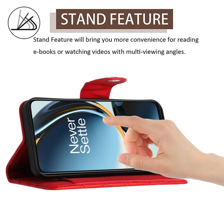 YB Imprinting Series-8 for OnePlus Nord CE 3 Lite 5G / Nord N30 5G / Oppo K11x 5G Leather Case Wallet Cover - Red