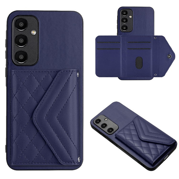 YB Leather Coating Series-8 For Samsung Galaxy A55 5G Shockproof Case RFID Blocking Kickstand Phone Cover - Sapphire