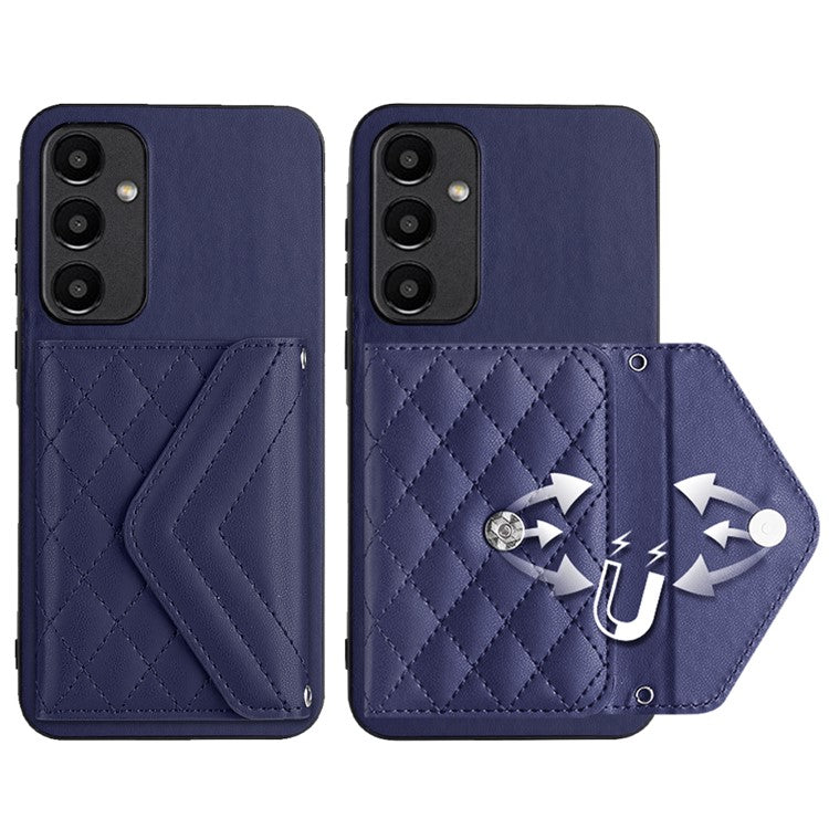 YB Leather Coating Series-8 For Samsung Galaxy A55 5G Shockproof Case RFID Blocking Kickstand Phone Cover - Sapphire
