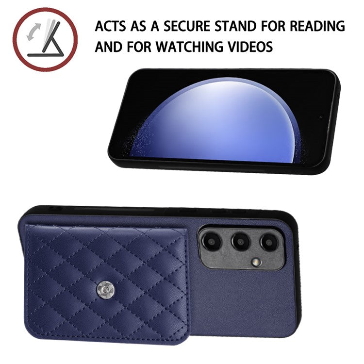 YB Leather Coating Series-8 For Samsung Galaxy A55 5G Shockproof Case RFID Blocking Kickstand Phone Cover - Sapphire