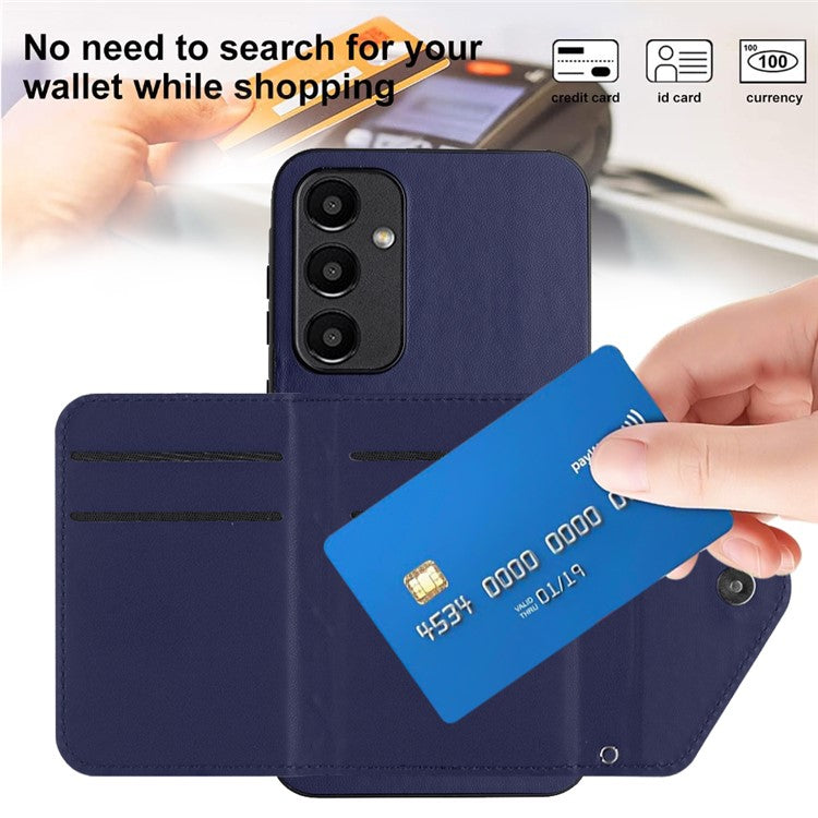 YB Leather Coating Series-8 For Samsung Galaxy A55 5G Shockproof Case RFID Blocking Kickstand Phone Cover - Sapphire
