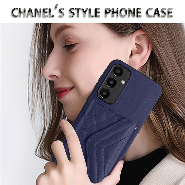 YB Leather Coating Series-8 For Samsung Galaxy A55 5G Shockproof Case RFID Blocking Kickstand Phone Cover - Sapphire
