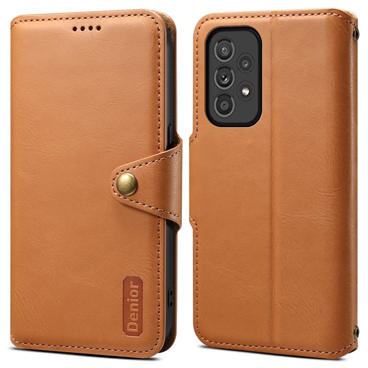 DENIOR For Samsung Galaxy A33 5G Case Wallet PU Leather Drop-proof Phone Cover - Khaki