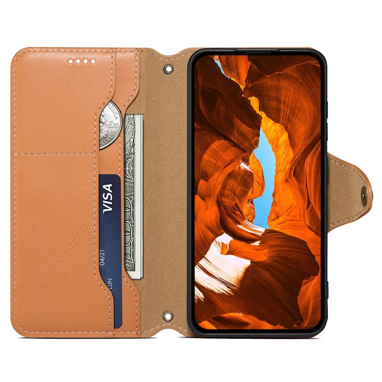 DENIOR For Samsung Galaxy A33 5G Case Wallet PU Leather Drop-proof Phone Cover - Khaki