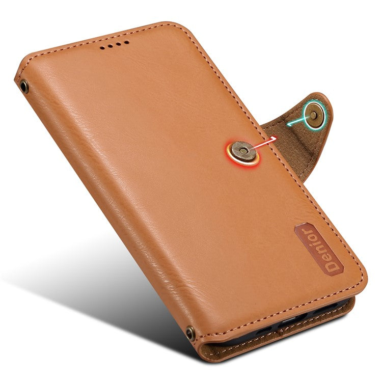 DENIOR For Samsung Galaxy A33 5G Case Wallet PU Leather Drop-proof Phone Cover - Khaki