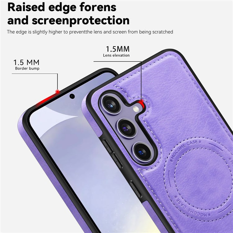 For Samsung Galaxy S24+ Case Kickstand Leather+TPU+PC Magnetic Phone Cover - Light Purple