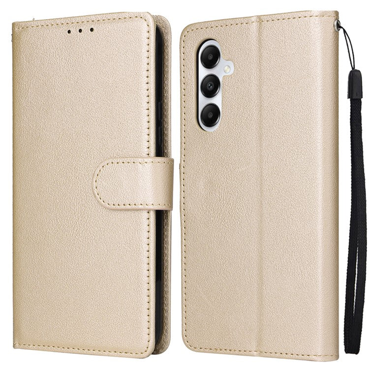 For Samsung Galaxy A24 4G (162.1 x 77.6 x 8.3mm) Magnetic Stand PU Leather Case Wallet Cell Phone Cover - Gold