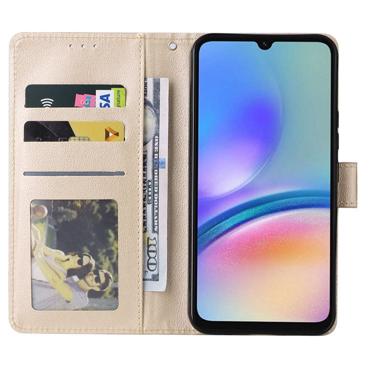 For Samsung Galaxy A24 4G (162.1 x 77.6 x 8.3mm) Magnetic Stand PU Leather Case Wallet Cell Phone Cover - Gold
