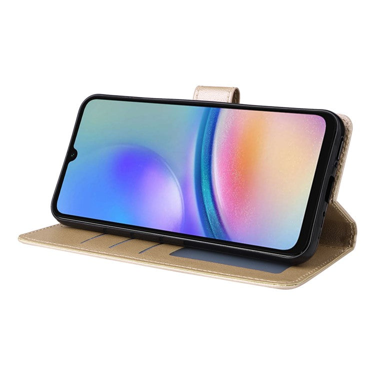 For Samsung Galaxy A24 4G (162.1 x 77.6 x 8.3mm) Magnetic Stand PU Leather Case Wallet Cell Phone Cover - Gold