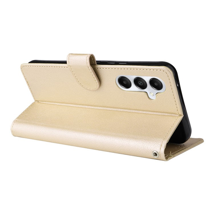 For Samsung Galaxy A24 4G (162.1 x 77.6 x 8.3mm) Magnetic Stand PU Leather Case Wallet Cell Phone Cover - Gold
