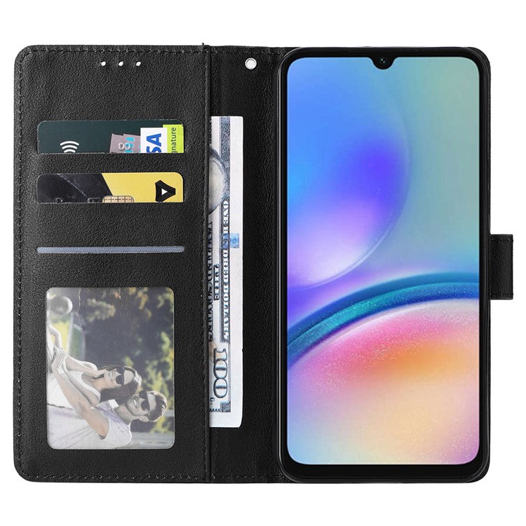 For Samsung Galaxy A24 4G (162.1 x 77.6 x 8.3mm) Magnetic Stand PU Leather Case Wallet Cell Phone Cover - Black