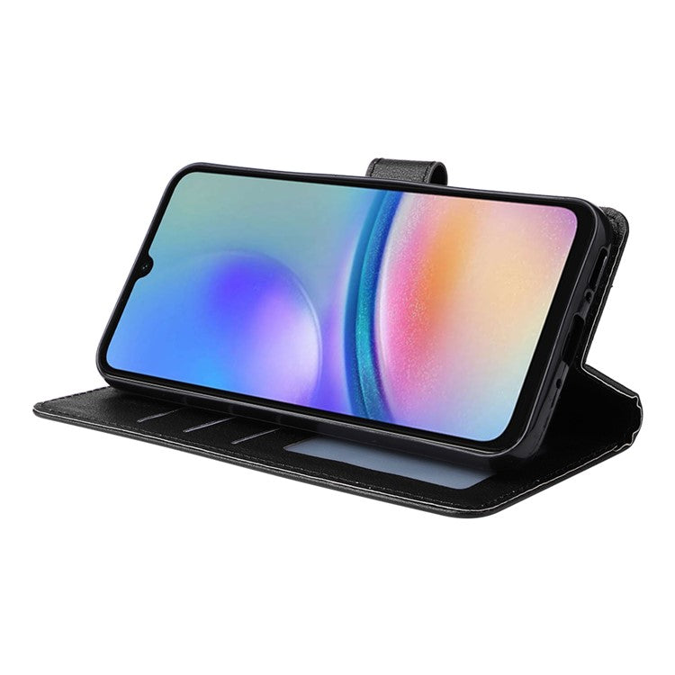 For Samsung Galaxy A24 4G (162.1 x 77.6 x 8.3mm) Magnetic Stand PU Leather Case Wallet Cell Phone Cover - Black