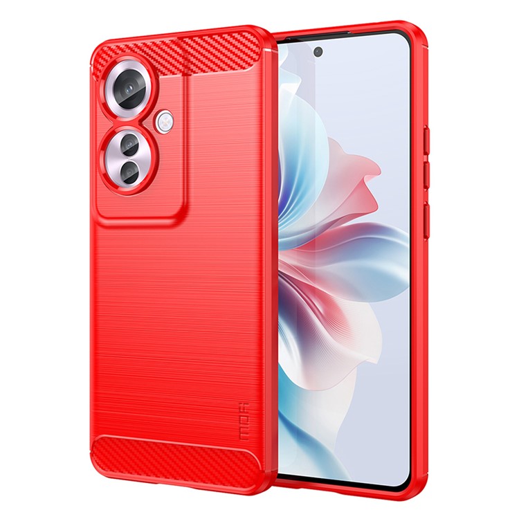 MOFI JK TPU Series-1 For Oppo Reno11 F 5G / F25 Pro 5G Case Brushed TPU Carbon Fiber Design Phone Cover - Red