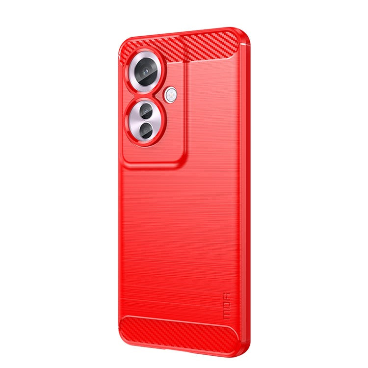 MOFI JK TPU Series-1 For Oppo Reno11 F 5G / F25 Pro 5G Case Brushed TPU Carbon Fiber Design Phone Cover - Red