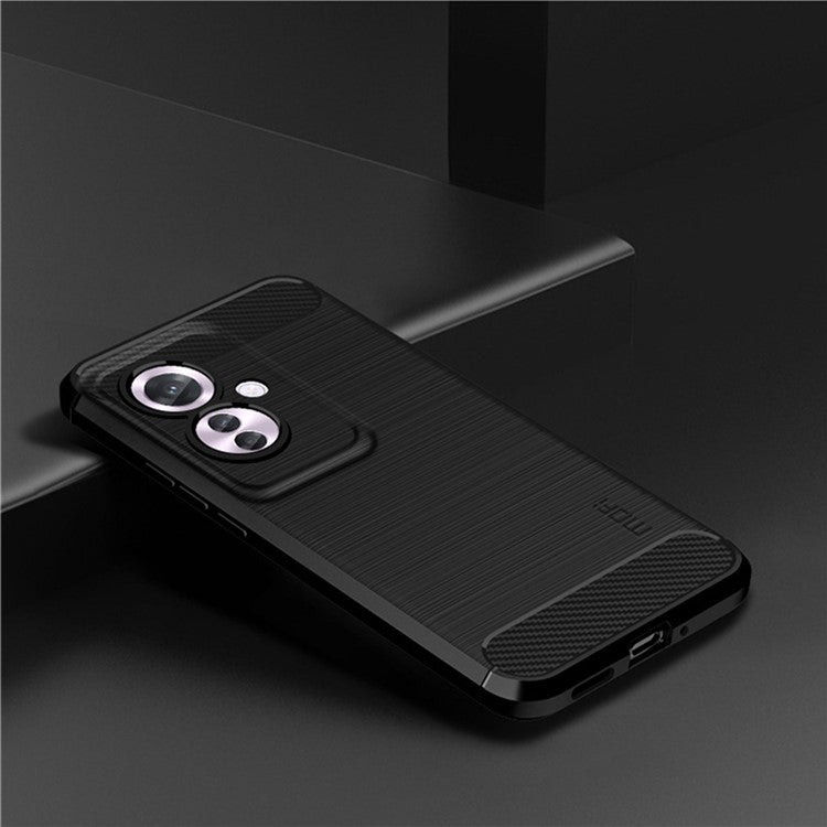 MOFI JK TPU Series-1 For Oppo Reno11 F 5G / F25 Pro 5G Case Brushed TPU Carbon Fiber Design Phone Cover - Black