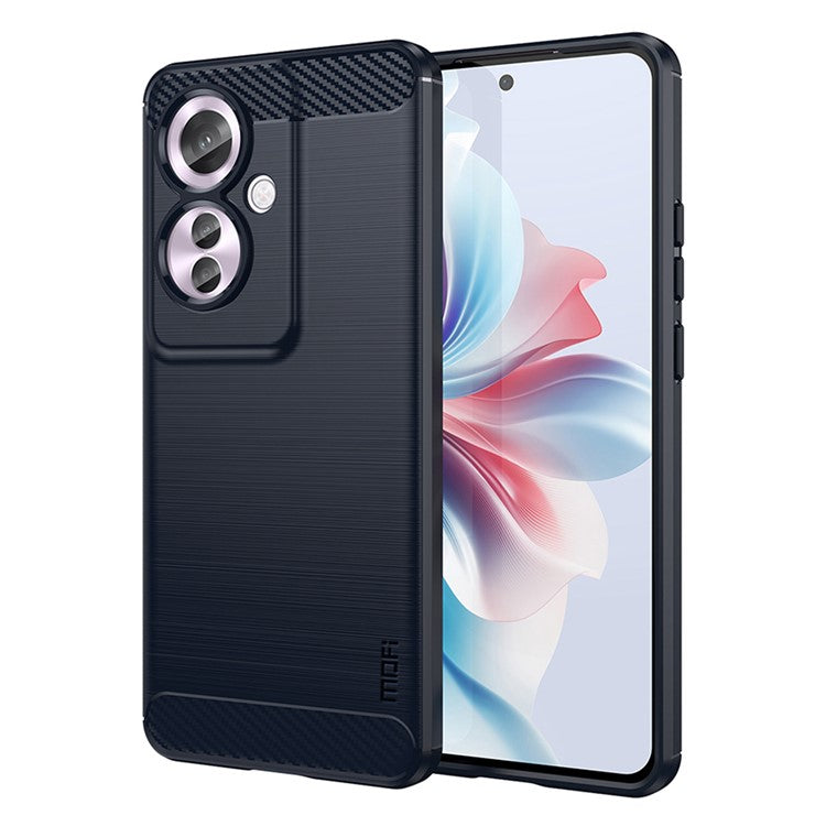 MOFI JK TPU Series-1 For Oppo Reno11 F 5G / F25 Pro 5G Case Brushed TPU Carbon Fiber Design Phone Cover - Blue