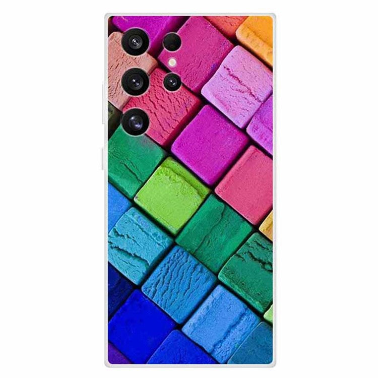For Samsung Galaxy S24 Ultra Case Soft TPU Pattern Printing Phone Cover - Colorful Block